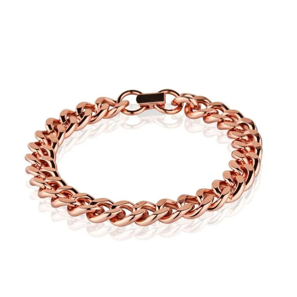 Pure Copper Cuban Chain Curb Link Biker Arthritis Heavy Bracelet